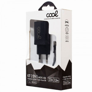 Carregador COOL 5V 2.1A c/Cabo Micro USB Preto